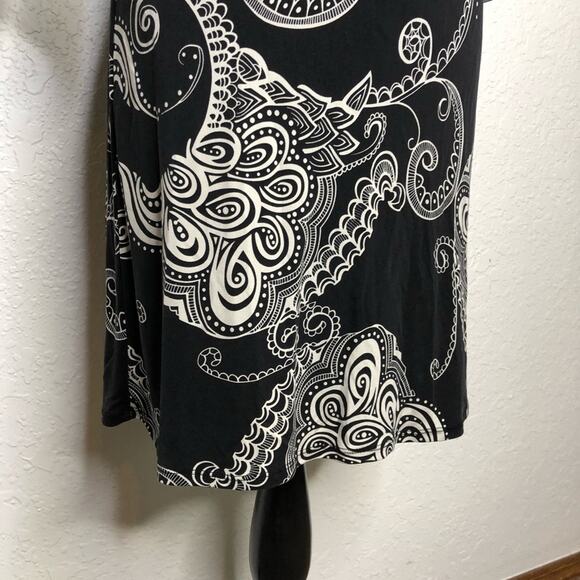 Hale Bob black cream gray mixed floral butterfly print silk dress size Small - Picture 4 of 12